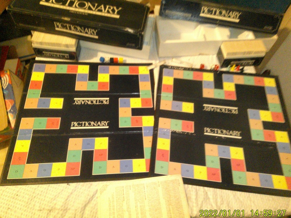 3 USED OLD BOARD GAMES 2 SAME PICTIONARY 1 PICTIONARY JUNIOR
