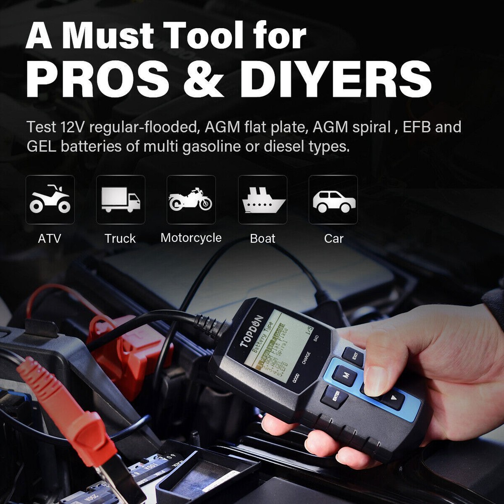 2025 TOPDON BT100 Car Battery Tester 100-2000 CCALoad Tester 3 Testing Functions