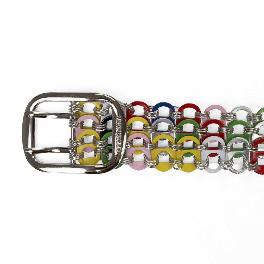NWT GREEDY UNIT MULTICOLOR BOTTLE TAB BELT SIZE OS $200