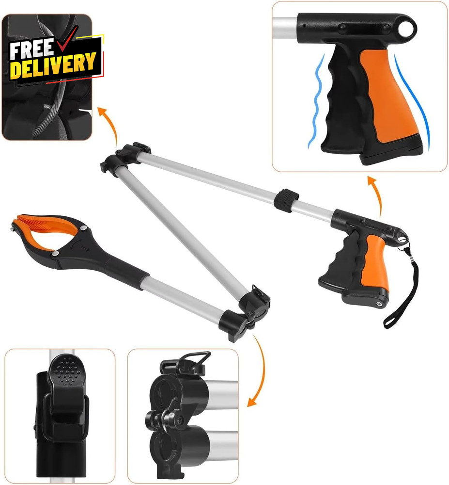 43" Extra Long Grabber Tool Foldable Grabbers for Elderly Grab It Reaching Tool