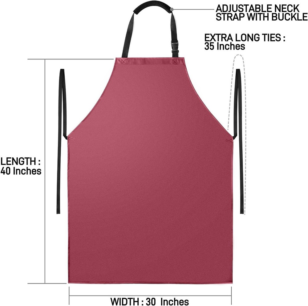 Waterproof Apron with Comfortable Adjustable Bib Rubber Vinyl Dishwasher Red