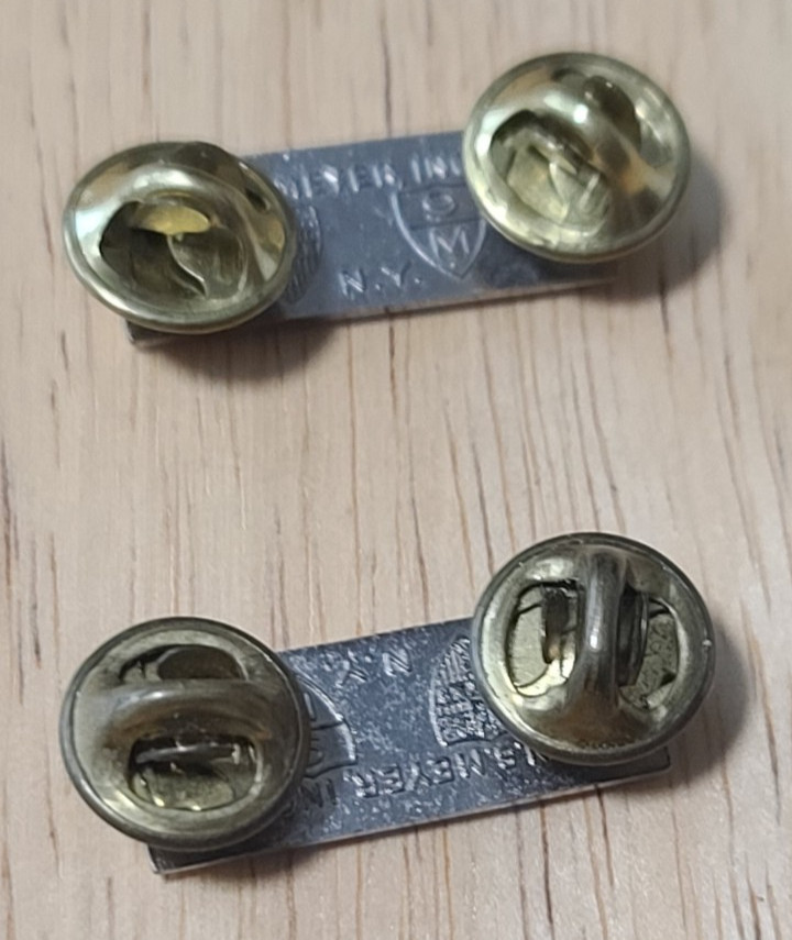 WWII Era Sterling US Lt. Shoulder Bar Insignia, Sgn. meyer