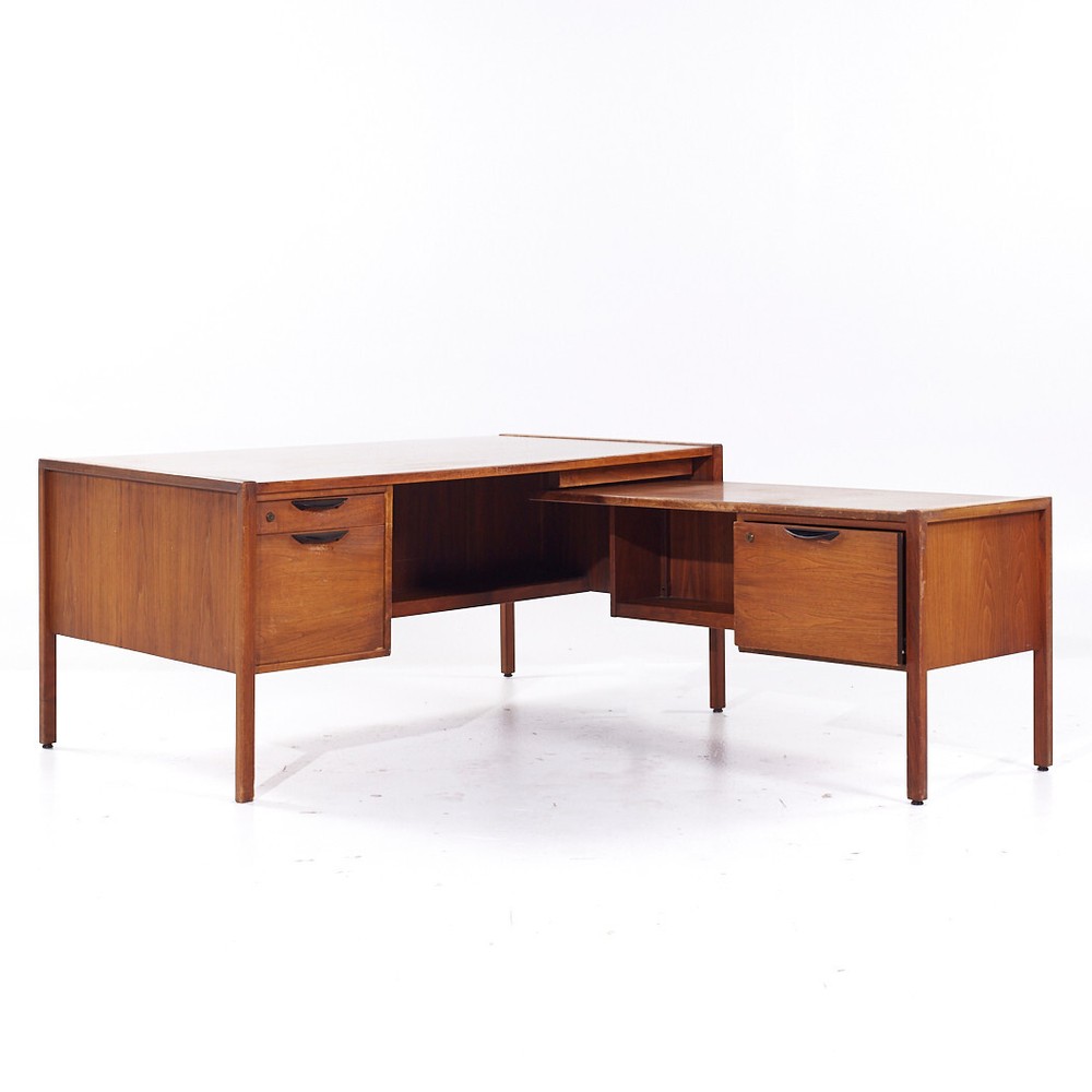 Jens Risom Mid Century Walnut Corner Desk
