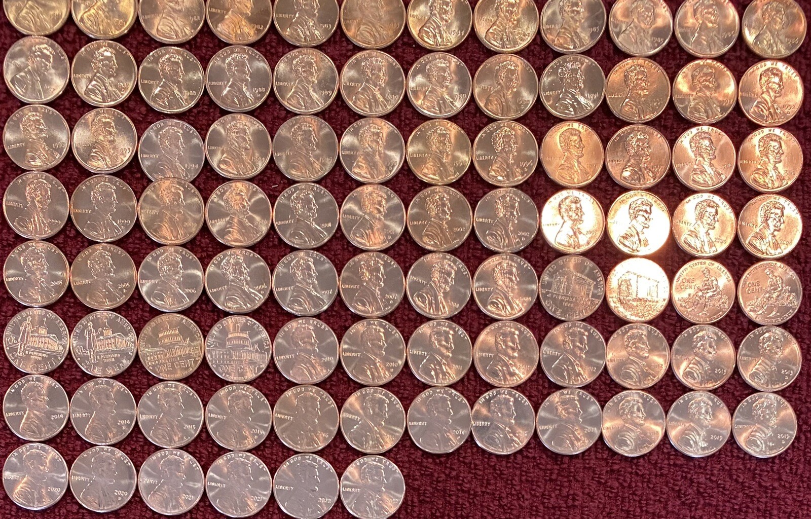 UPGRADED Lincoln MEM/SHIE Cents BU - Complete Set Of 142 Coins-1959 - 2024 P/D/S