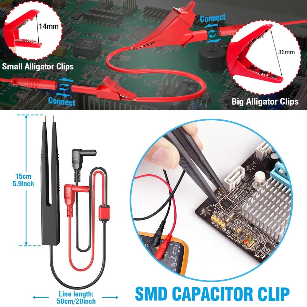 25PCS Multimeter Test Leads Kit, Test Leads Set with Replaceable Alligator Cl...