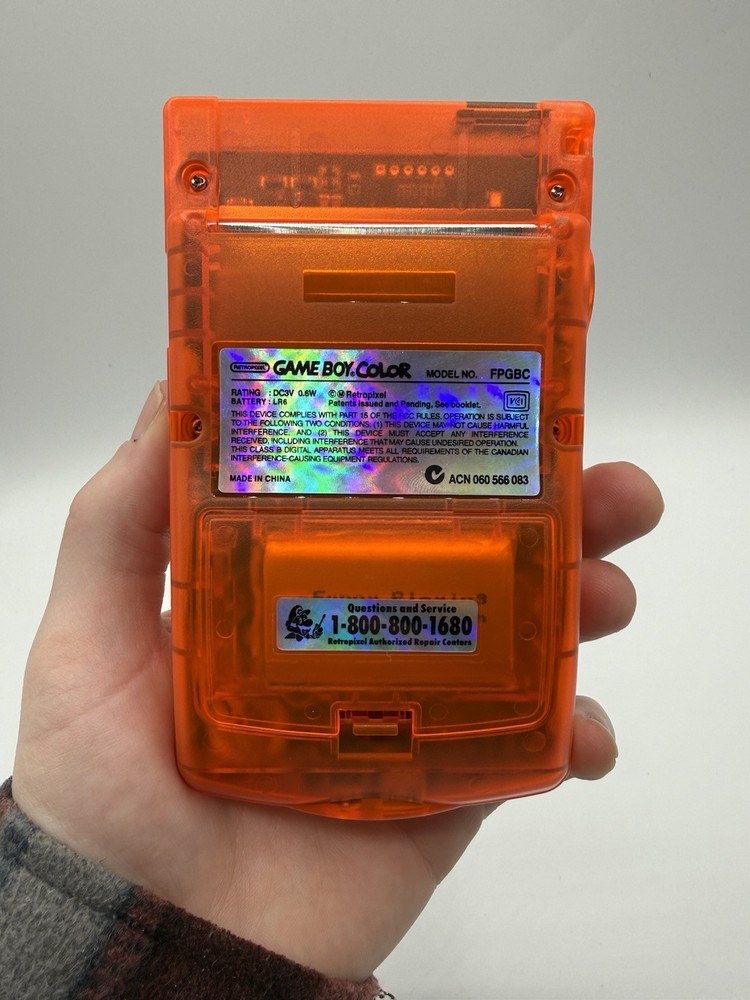 Clear Orange USB C Rechargeable Gameboy Color Gameboy Mod IPS Screen