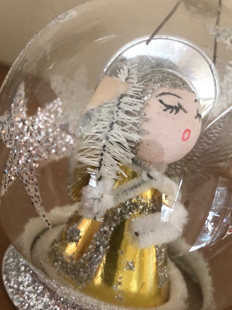 Vintage Angel Inside Glitter Globe Ornament