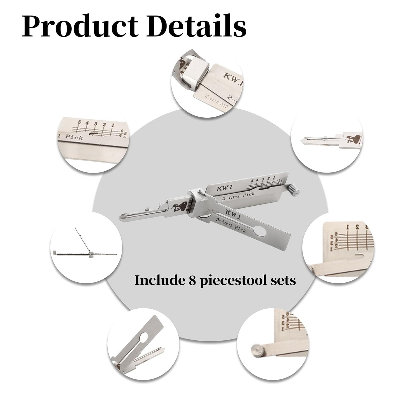 Precision-Hand-Grav-2in1-Pick-Tools 304-Stainless-Steel-Key-Decoder-Model-KW1