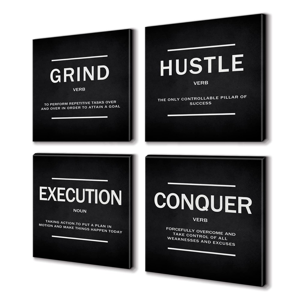 BWSPACE Grind Hustle Execution Conquer Entrepreneur Quotes Inspirational Wall...