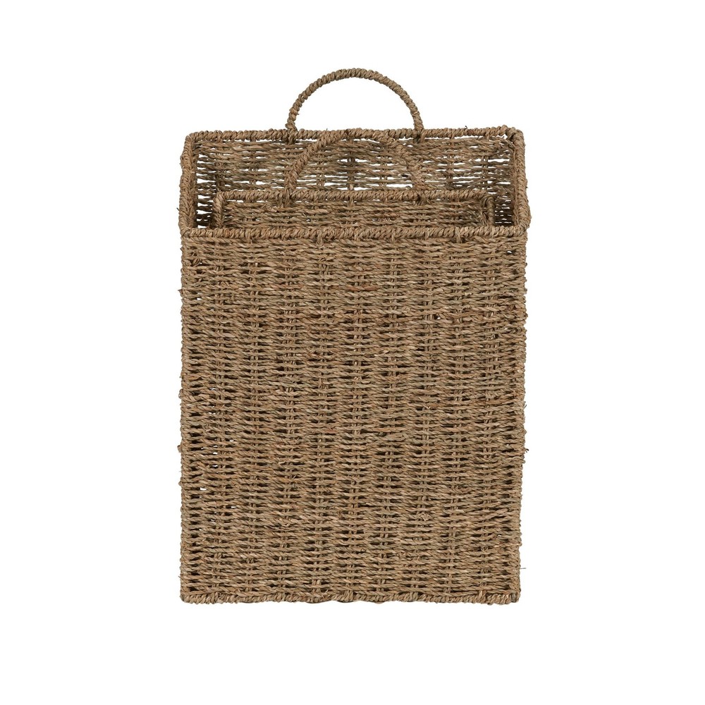 Rectangular Wicker Hanging Baskets, Set of 2, Small and Large, Handwoven Seag...