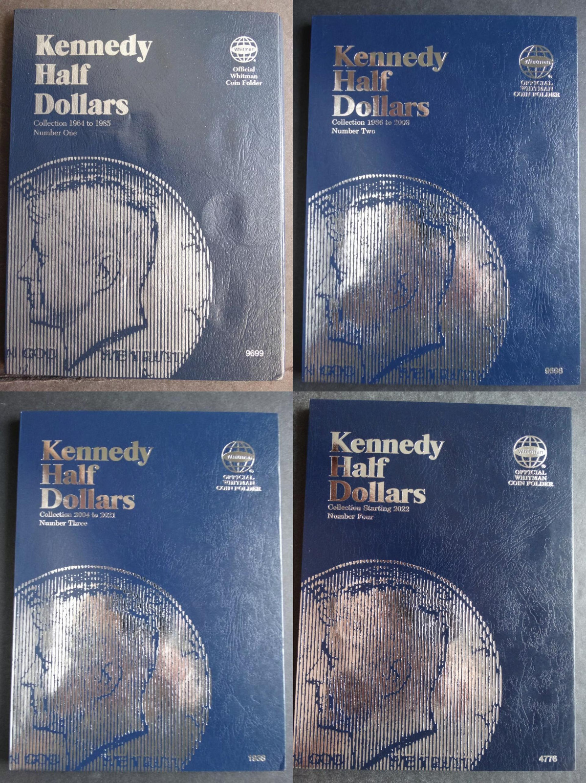 Set of 4 - Whitman Kennedy Half Dollar Coin Folders Number 1-4 1964-2025 Book