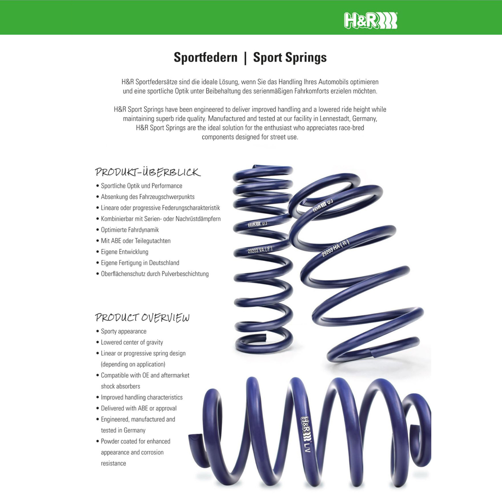 H&R 51632 Lowering Sport Front Rear Springs Kit for 2020-24 Ford Explorer ST V6