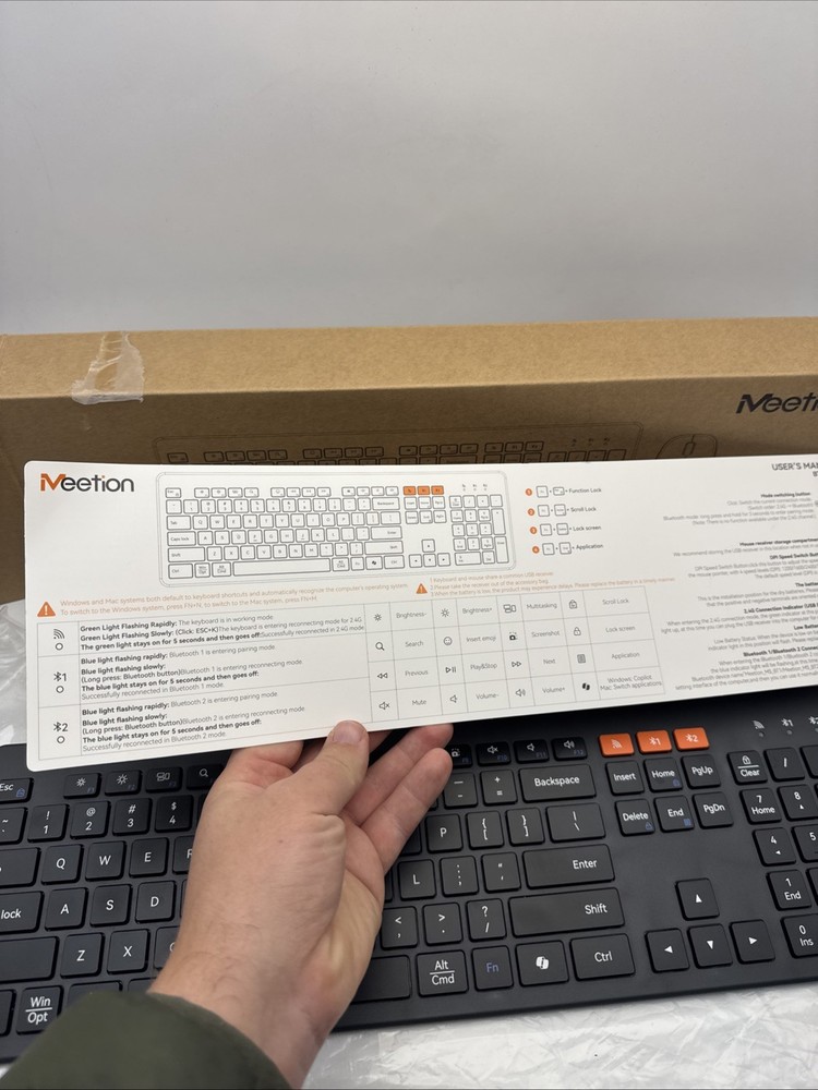 Meetion BTC9770 Wireless Bluetooth Keyboard Mouse Combo Open Box