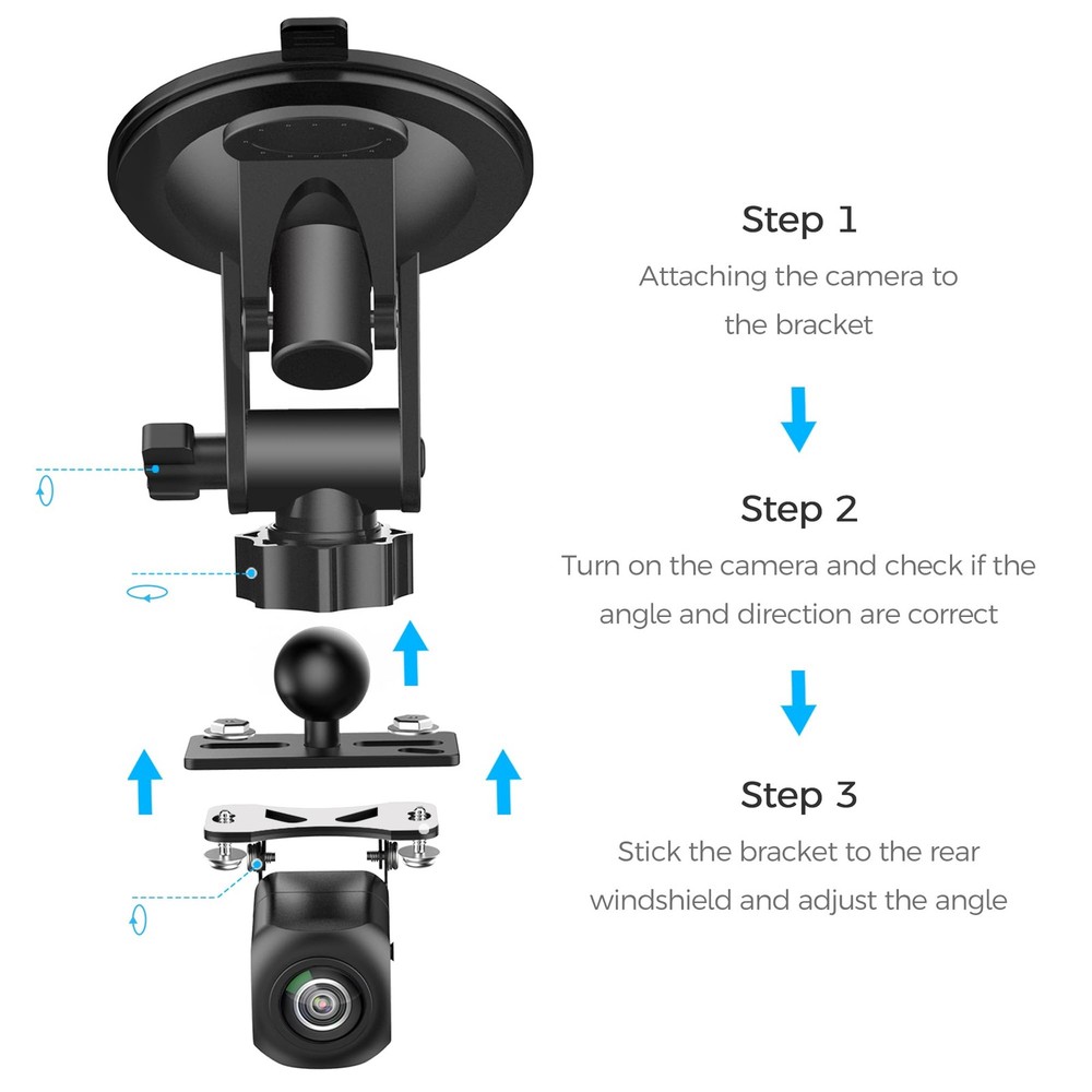 Rear Camera Mount(2 Pcs),Universal Rear Window Camera Mount,Adjustable Back W...