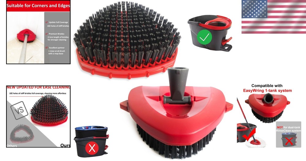 Dual Replacement Spin Mop Scrub Heads - Efficient Deep Cleaning for All Surfaces