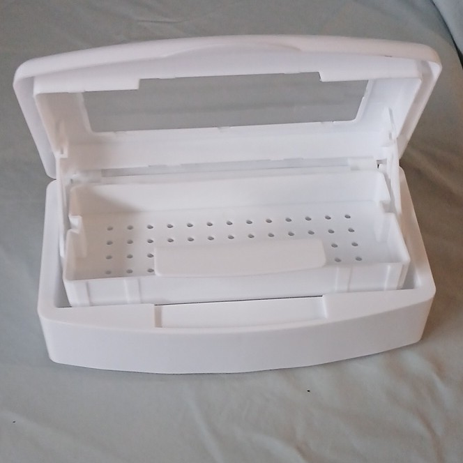 White Plastic Sterilization Tray with Perforated Insert Dental Biological