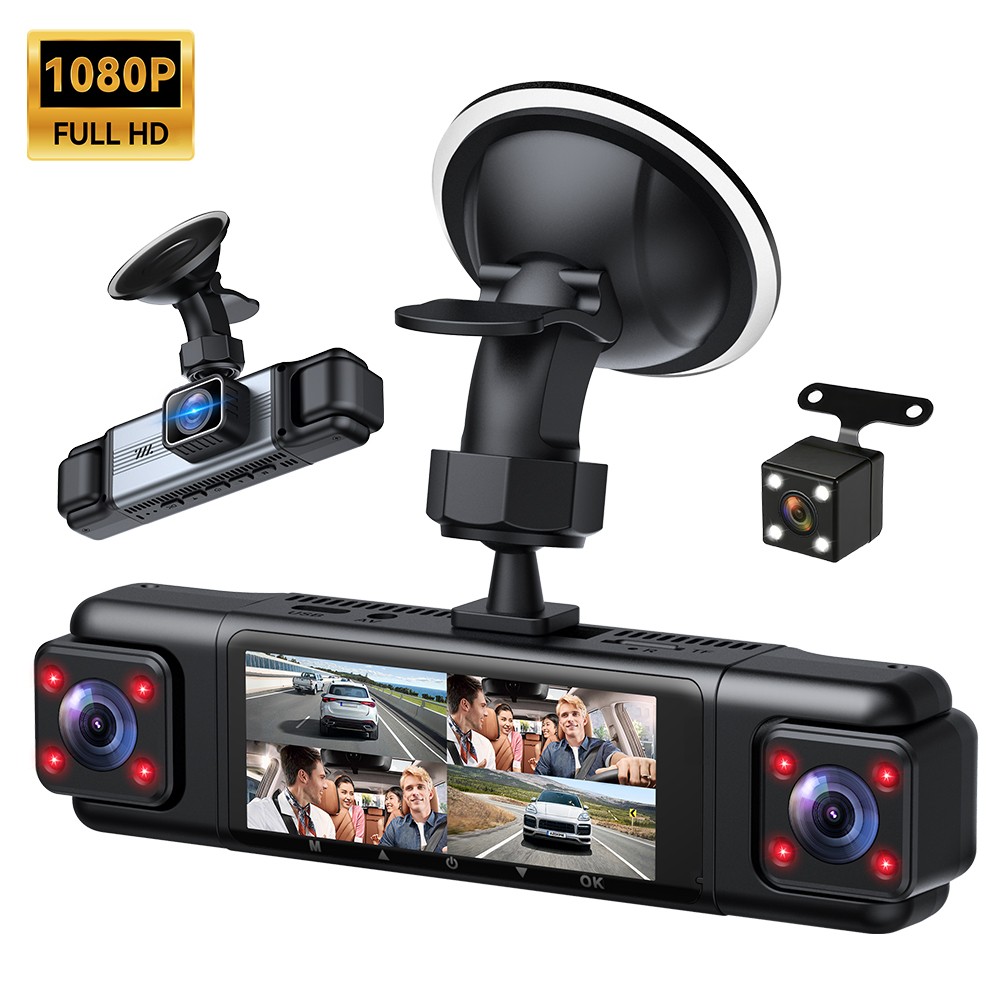 360 Degree View 4 Channel Dash Cam Front and Rear Inside Left Right Dash Camera