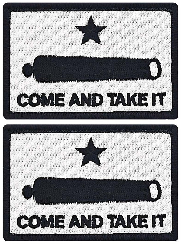 Come and Take It Flag Gonzales Texas Revolution Patch |2PC  HOOK BACK 3"X2"