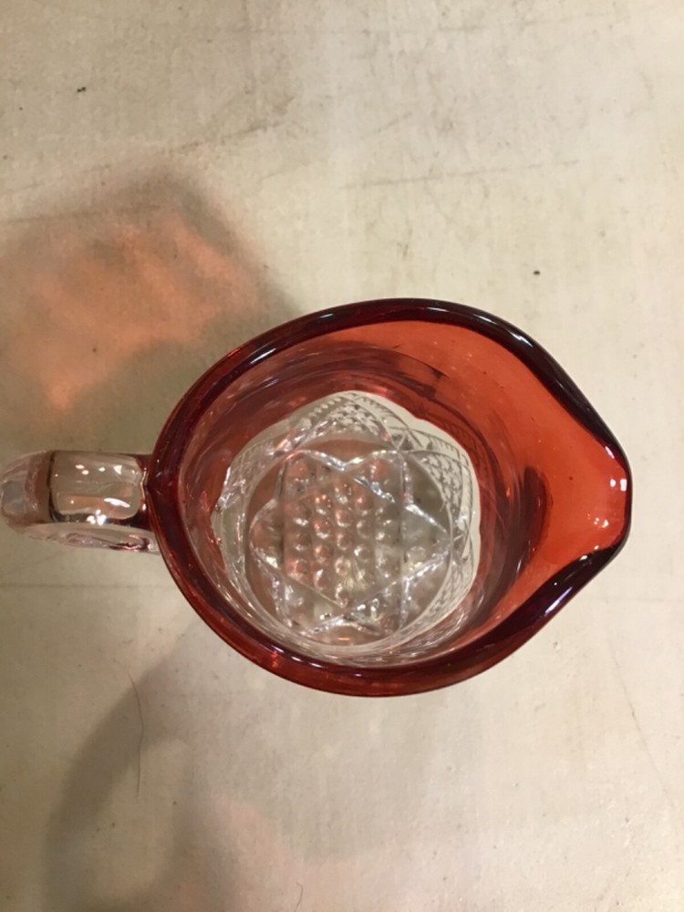 1935 “Max” RUBY RED FLASH GLASS STAR OF DAVID CREAMER