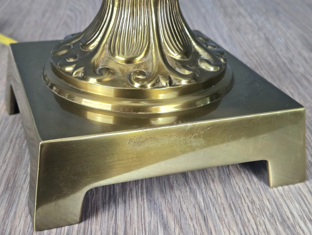 Solid Brass and marble pineapple motif table lamp, unmarked Hollywood Regency