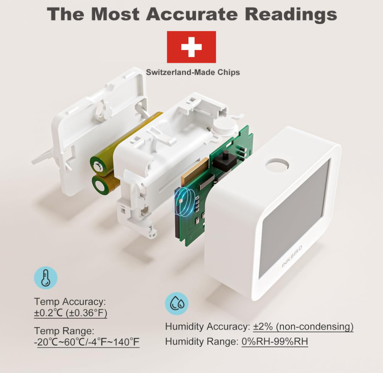 Bluetooth Thermometer Hygrometer, 230FT Range Temperature Sensor Greenhouse Ther