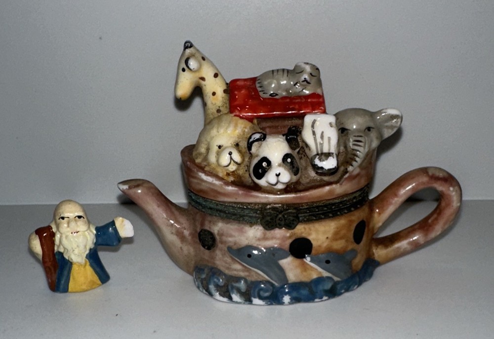 Noah's Ark Trinket Box Teapot with Noah
