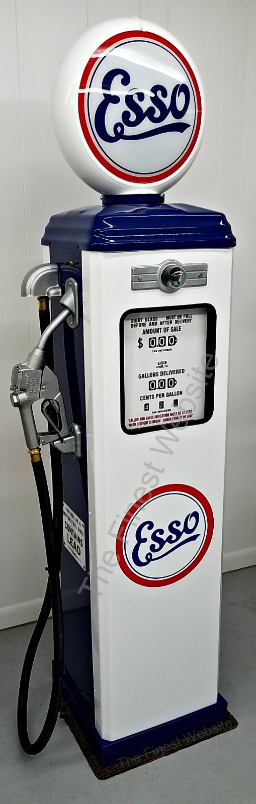 NEW REPLICA ESSO GAS PUMP - ANTIQUE OIL  REPRODUCTION (WHITE & BLUE)  FREE SHIP*