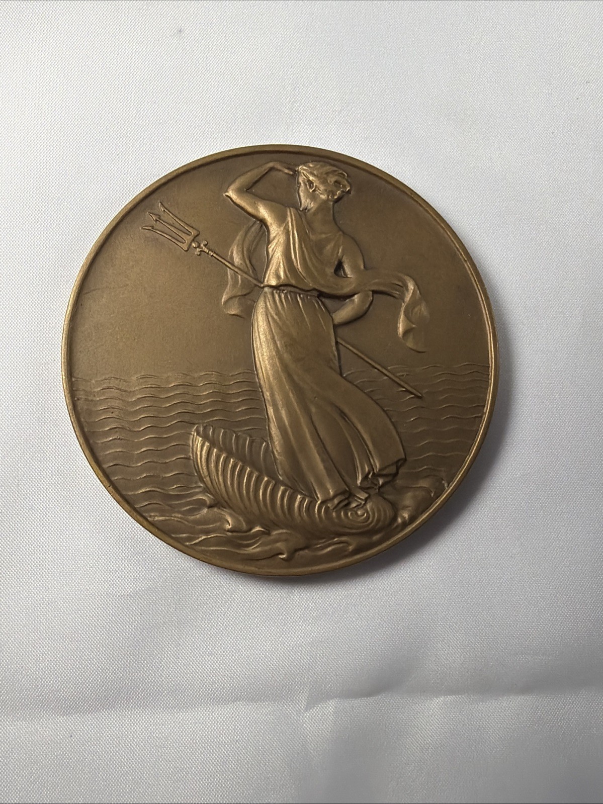 Portugal Naval Patrols Arsenal Do Alfeite 1955 Medal Battleship Sea Goddess 75mm