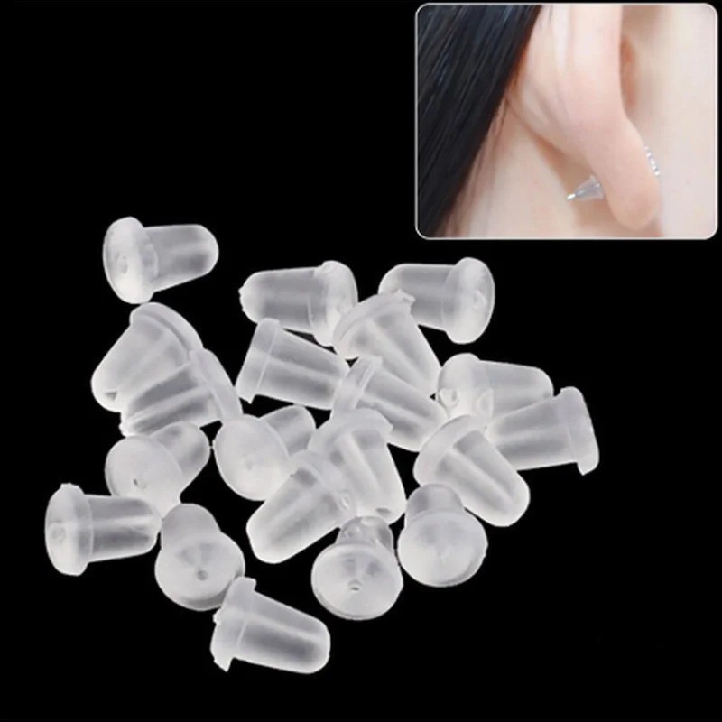 500pcs Soft Rubber Ear Plugs – Transparent Earring Back Stopper Studs for DIY Ea
