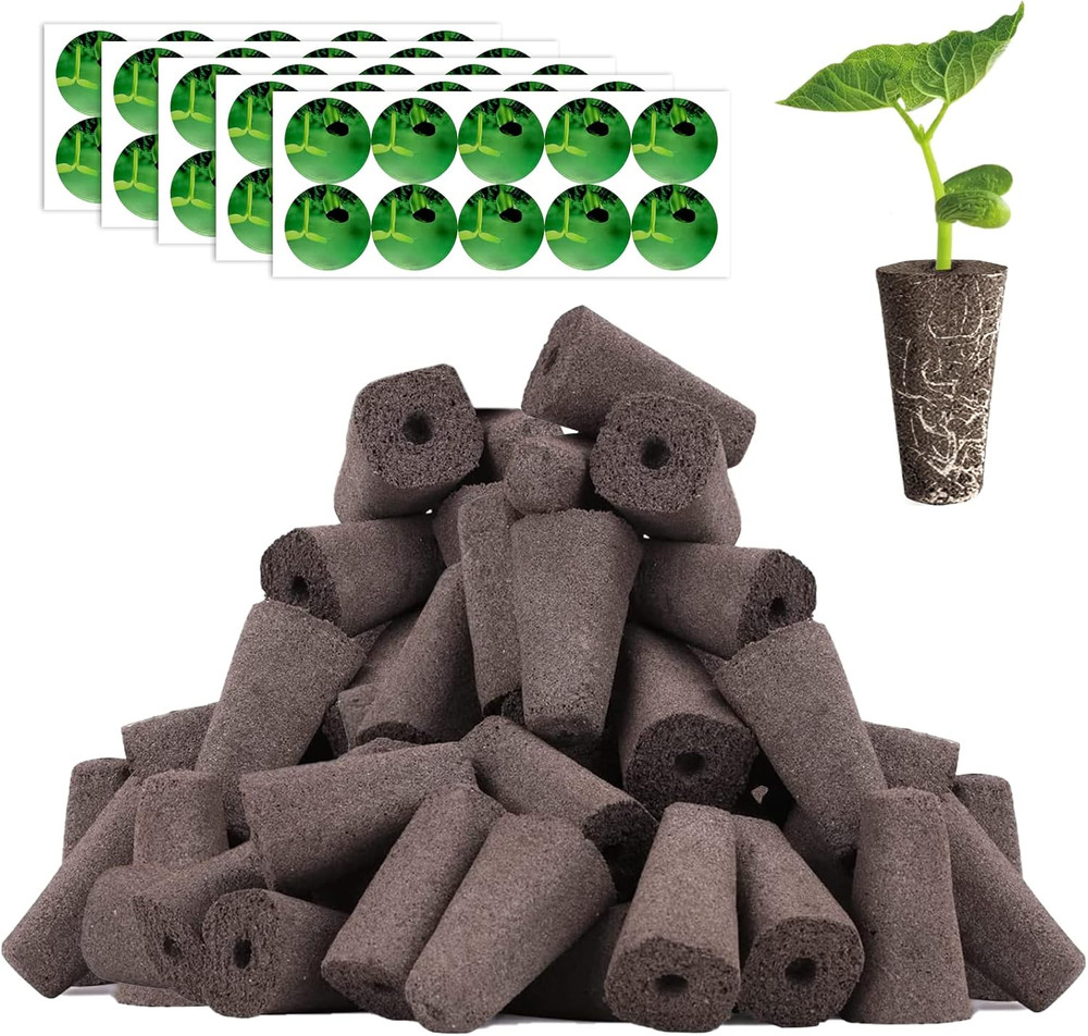 100pcs Square Pods for Hydroponics Growing System, 50pcs Square Grow Sponges wit