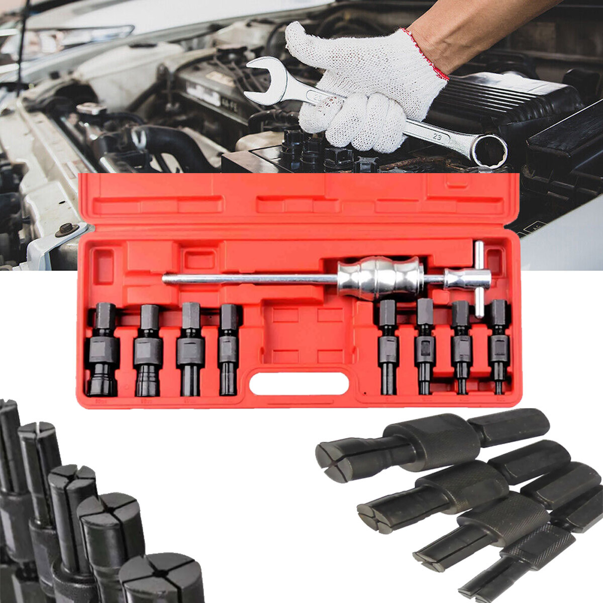 9pc Blind Hole Inner Bearing Puller Set Remover Slide Hammer Internal Kit 8-32mm