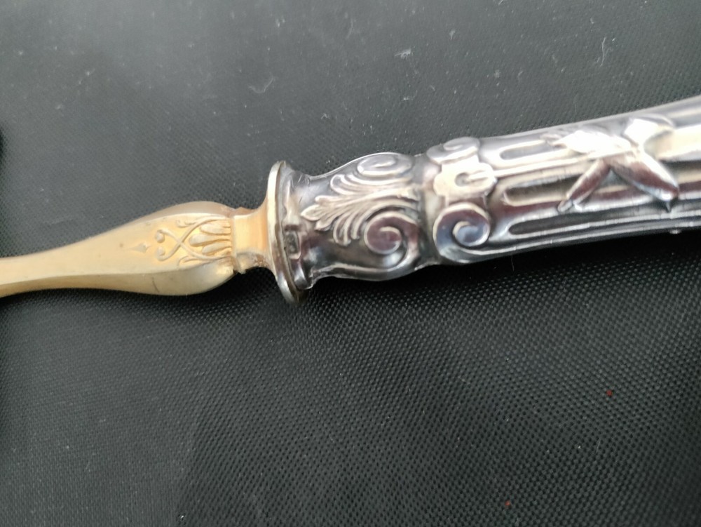Ornate Unique Antique Silver Handle Fish Server