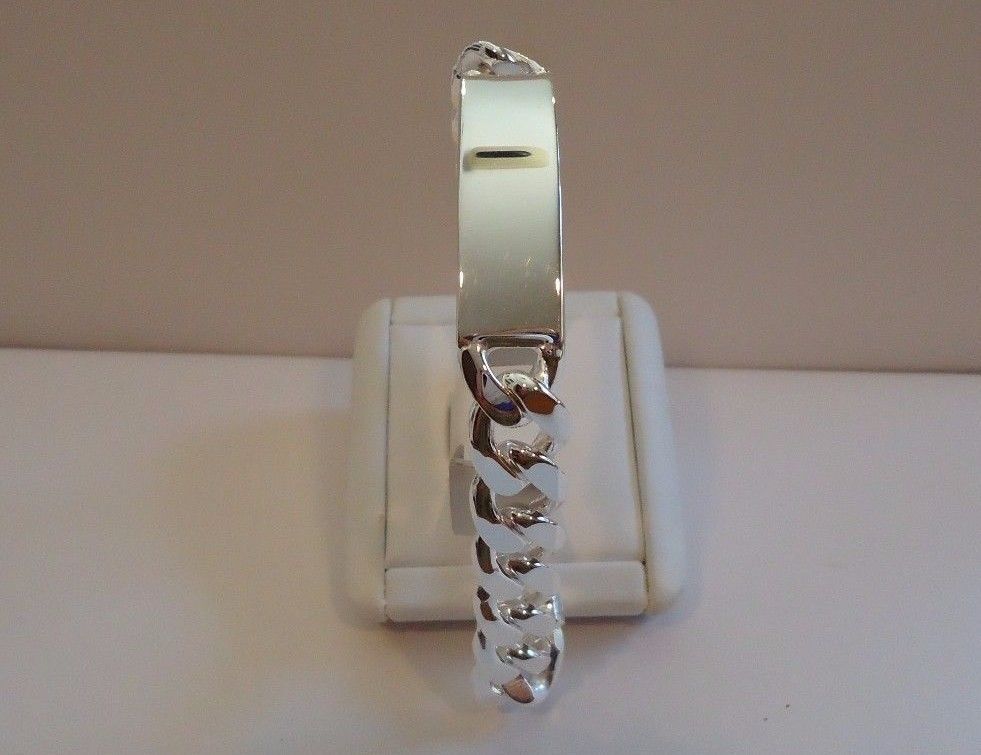 925 STERLING SILVER CUBAN LINK ID GENTLEMAN'S BRACELET/ 9'' LONG /MADE IN ITALY