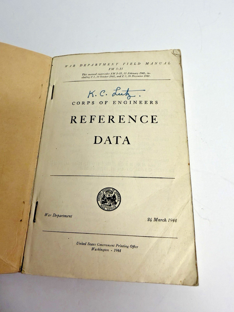 FM 5-35 Corps of Engineers Reference Data, 1944 edition