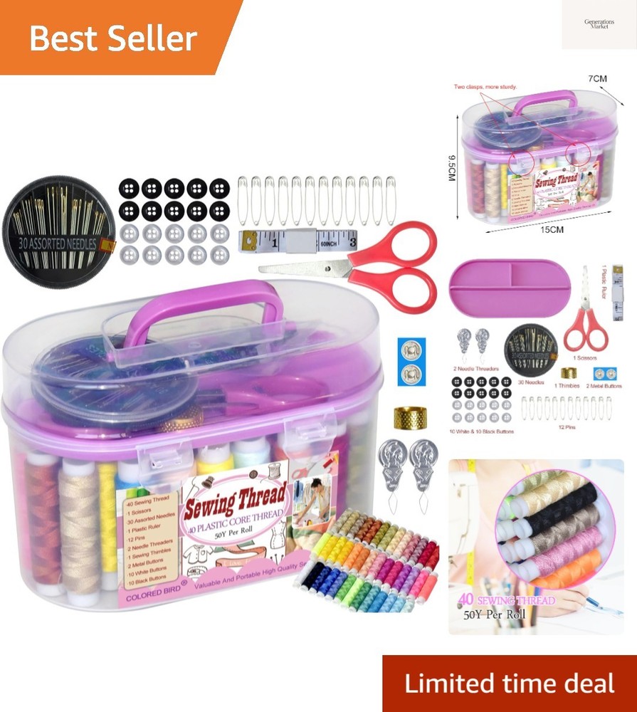 40 Spools of Sewing Thread,Gift Box Portable Basic Sewing Repair Kits Purple