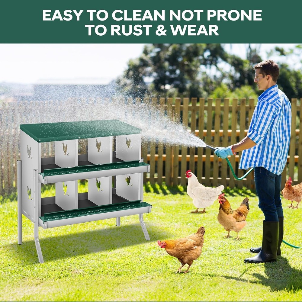 Chicken Nesting Box 6 Compartment Chicken Laying Box Easy Egg Collection Green