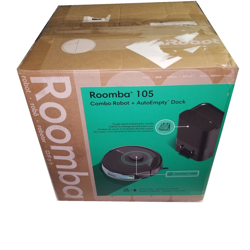 iRobot - Roomba 105 Combo Vacuum & Mop + AutoEmpty Dock - LiDAR