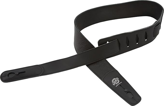 Lock-It Leather Guitar Strap Black Locking Ends Adjustable