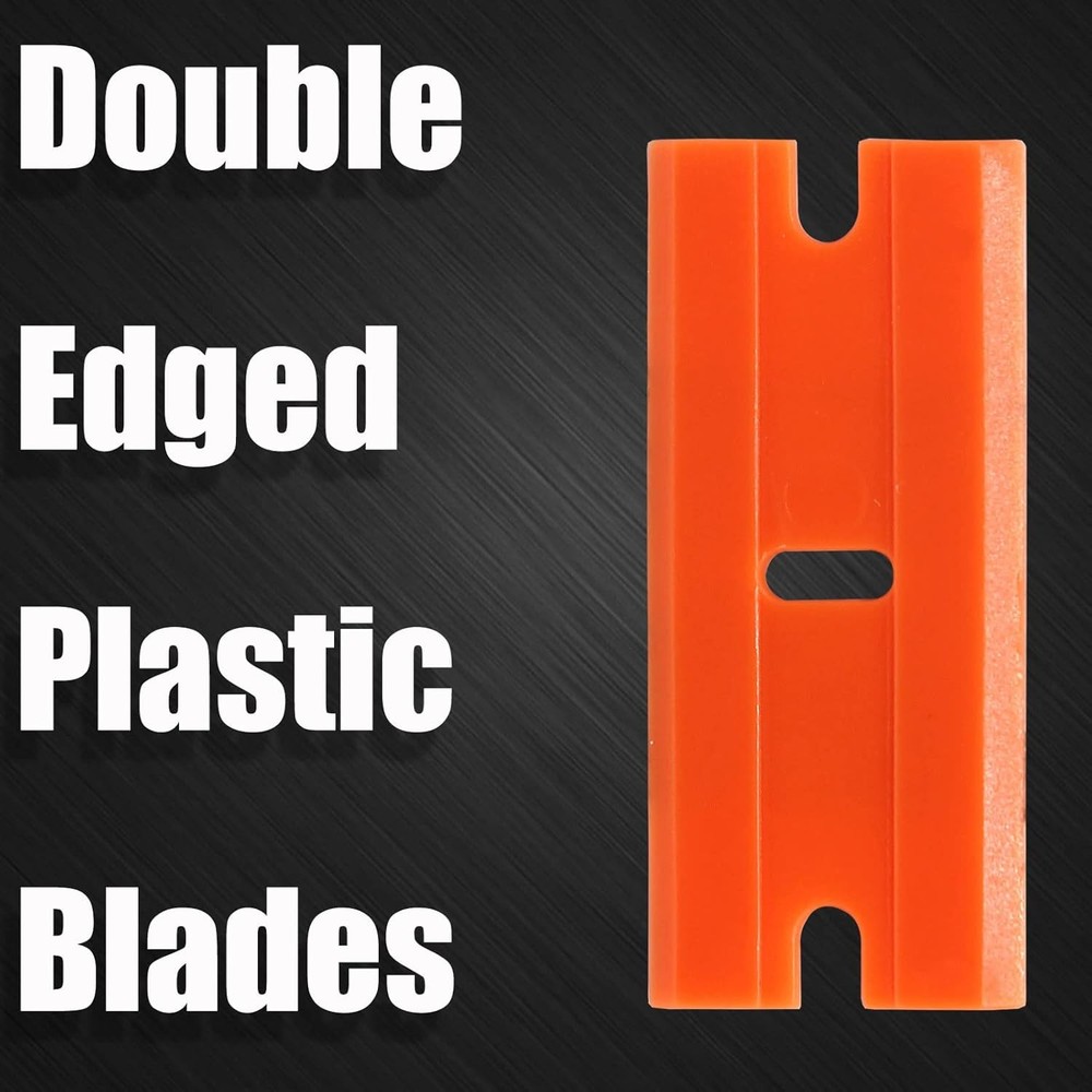 100pcs Plastic Razor Blades, Double Edged Plastic Scraper Blades Replacement for