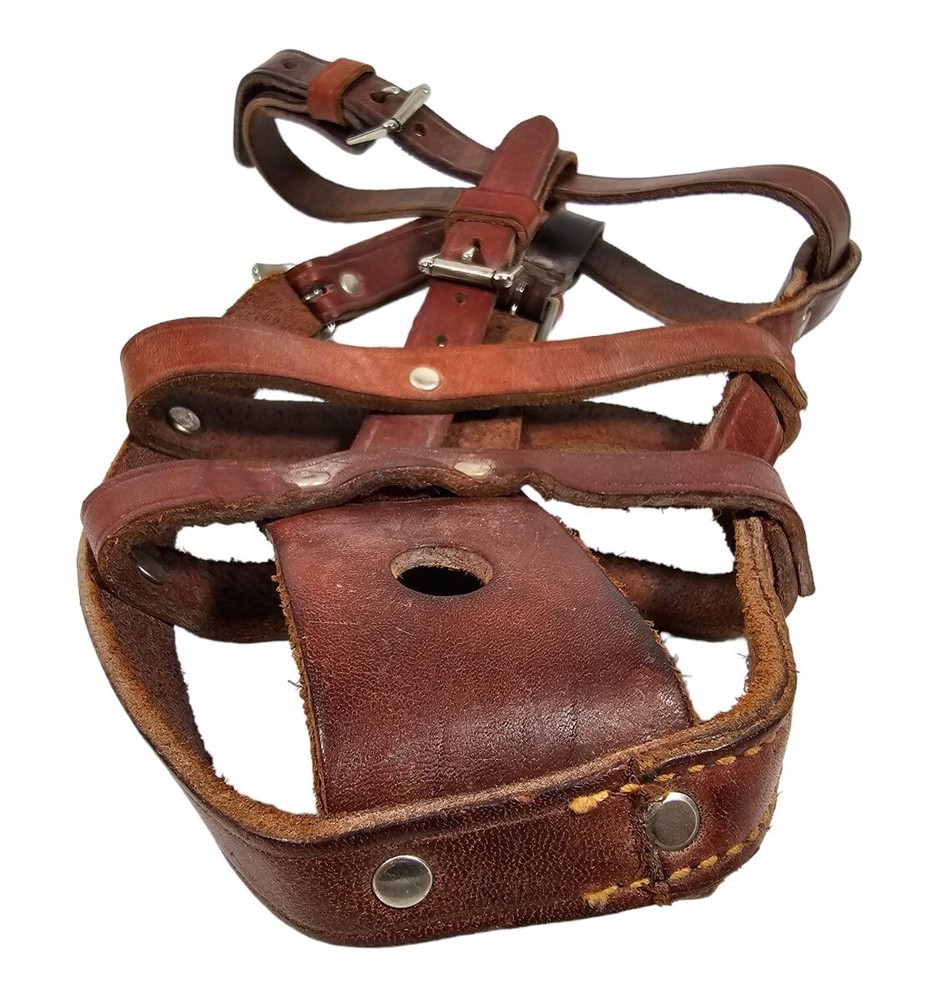 Vintage Leather Dog Muzzle German Shepherd Size Adjustable Brown