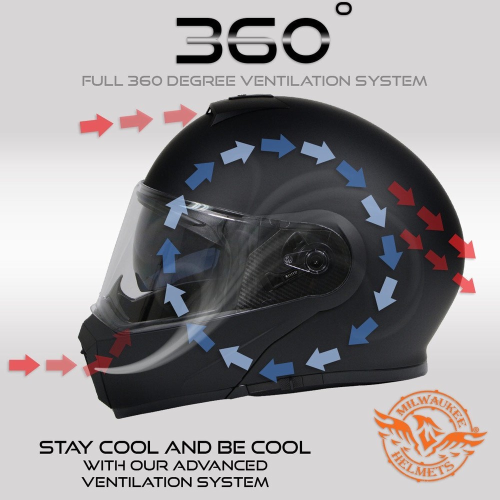 Milwaukee Helmets MPH9812DOT Menace Advanced Modular Helmet with Drop Down Visor