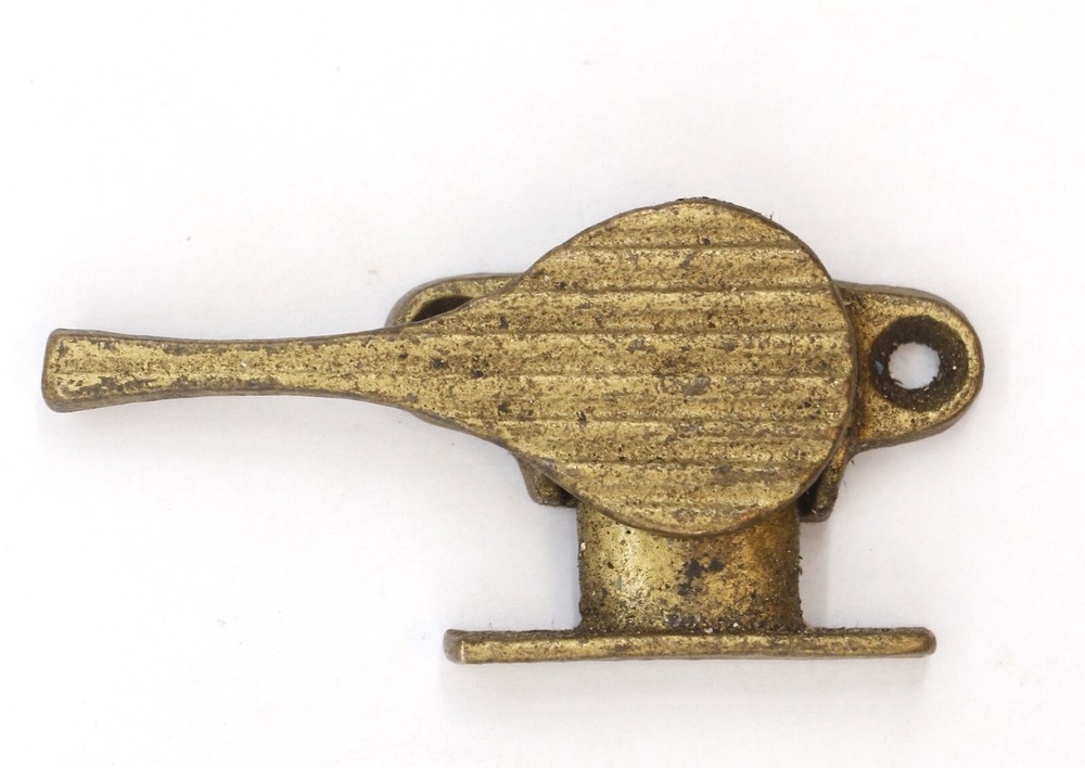 Vintage Lined Brass Plated Steel Window Sash Lock