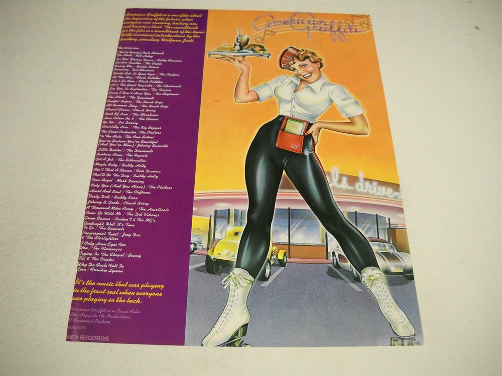 AMERICAN GRAFFITI list of songs from the movie Original 1973 Promo Display Ad