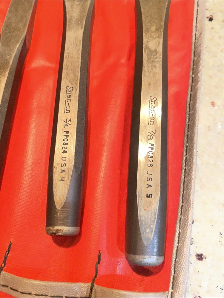 Snap on Tools USA 5 Piece Flat Chisel Set w/ C-50B Kit Bag