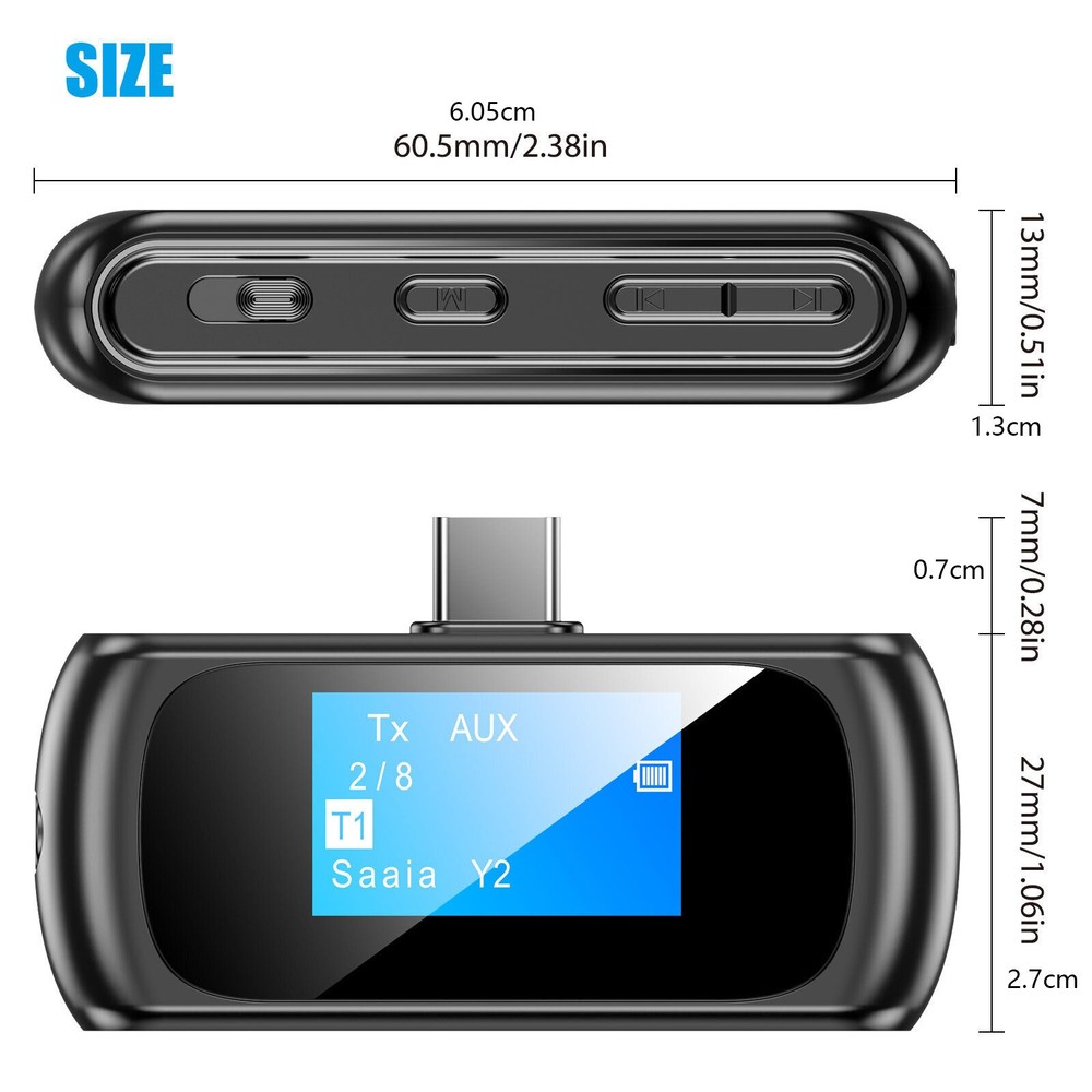 LCD Wireless Audio 3.5mm Aux Adapter Car Bluetooth 5.0 Transmitter Receiver