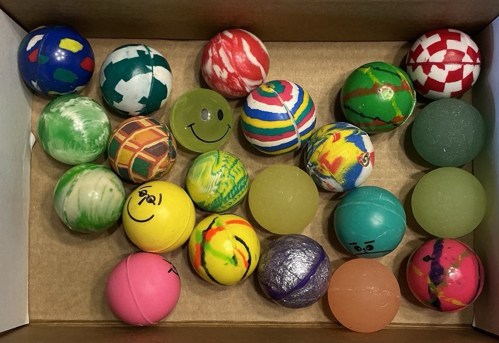 Assorted Rubber Bouncy Balls with Smiley Face Designs, Set for Ages 4-11