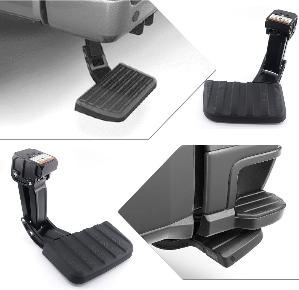 75330-01A Rear Bed Step Retractable Bumper Compatible with 2023 Black