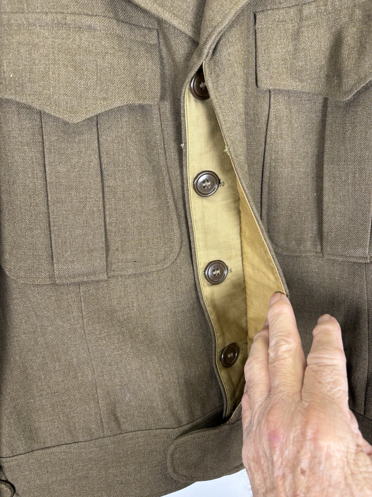 Named WWII 1944 Dated US Army Wool Ike Jacket 36S Original Manly Coats