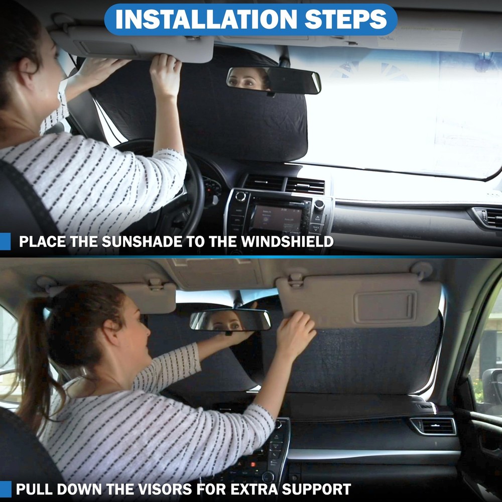 2-Piece RV Windshield Sunshade | Reflective 240T Polyester Front Windshield S...