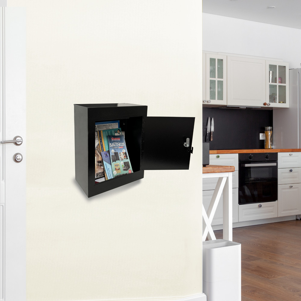 Rainproof Through the Wall Locking Mailbox with 10-Inch Adjustable Chute